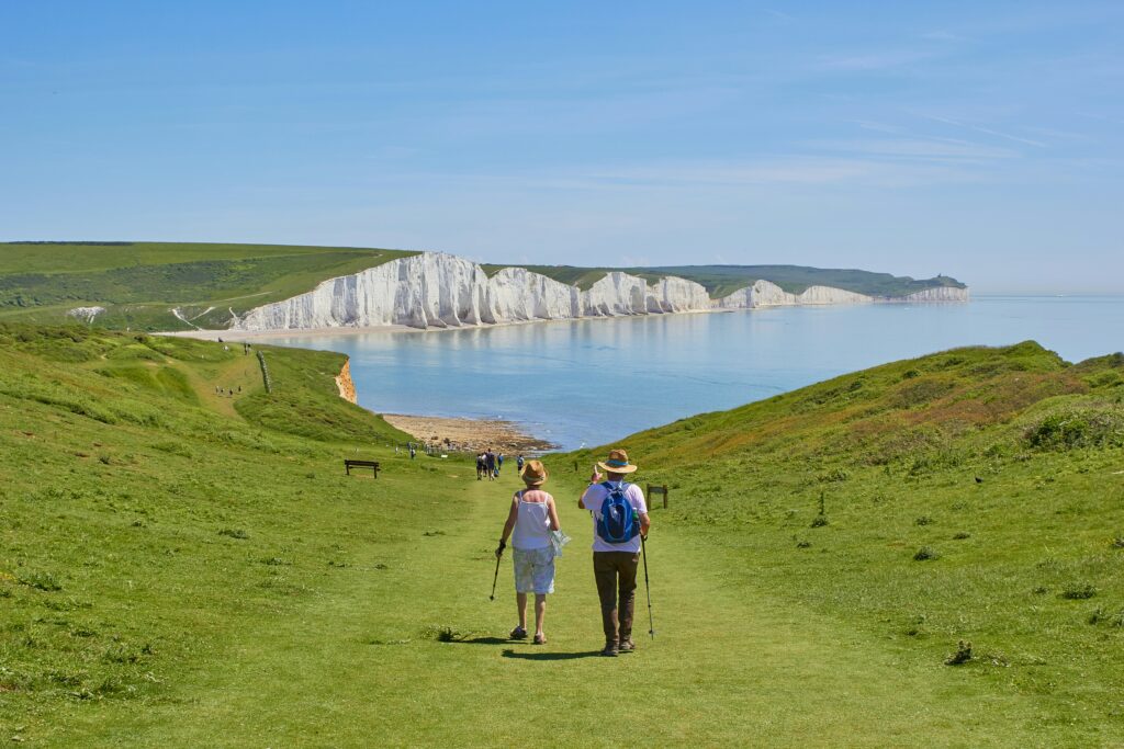 Couple walking outside in nature